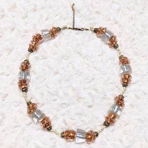 mixed metallic glitter bead statement necklace